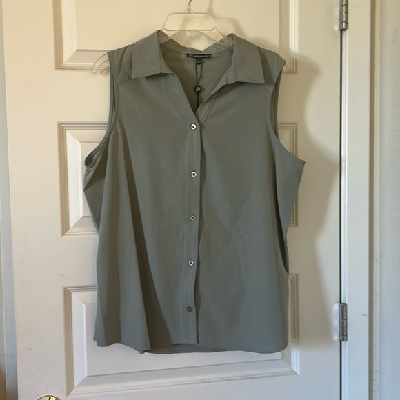Adrianna Papell women’s green sleeveless button up blouse, size Large - Picture 1 of 3